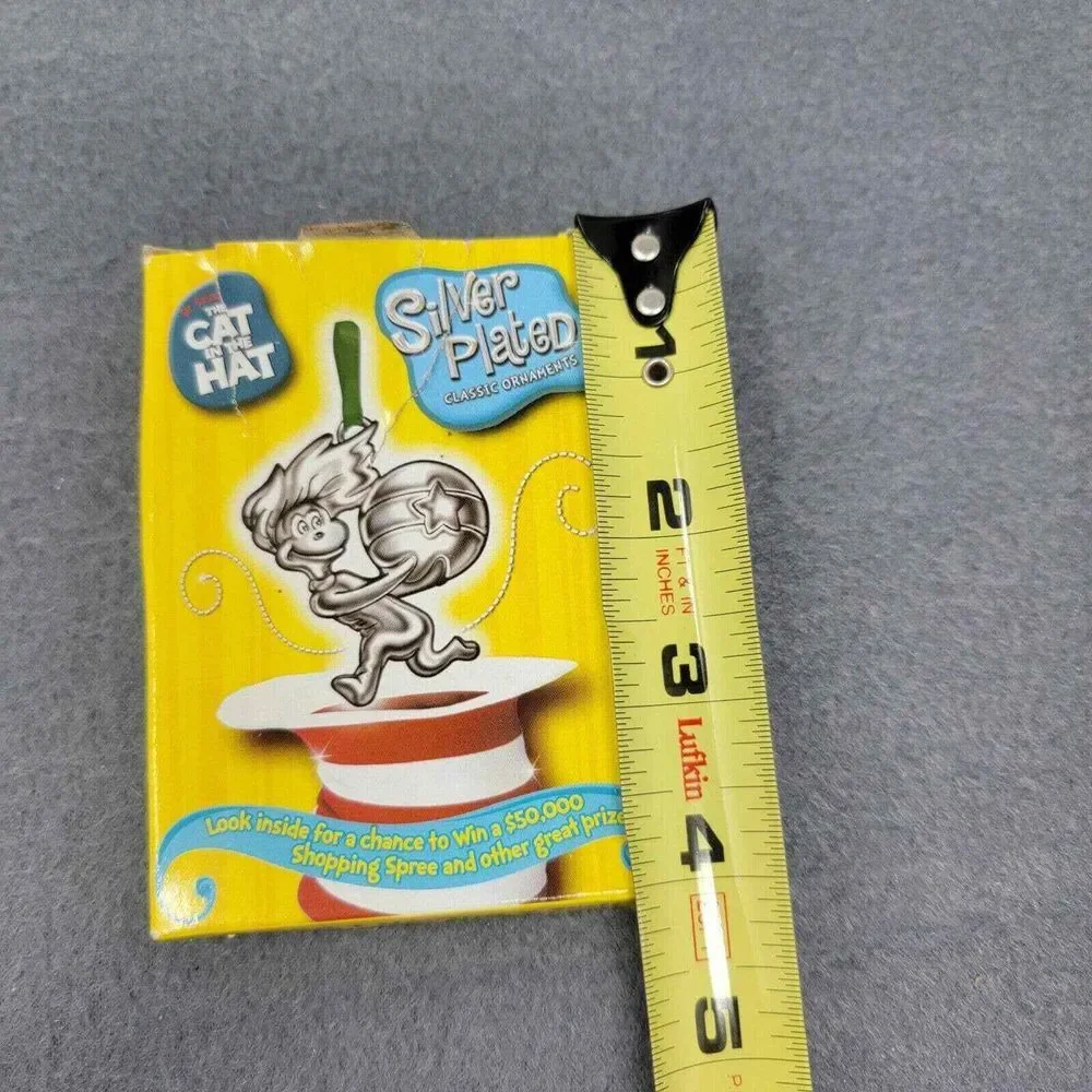 Dr. Suess Cat in the Hat Christmas Ornaments Burger King Silver Plated Set of 3